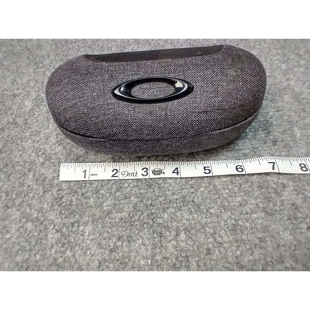 Oakley Sunglasses Hard Case Charcoal Grey Woven Fabric Ellipse Logo Storage